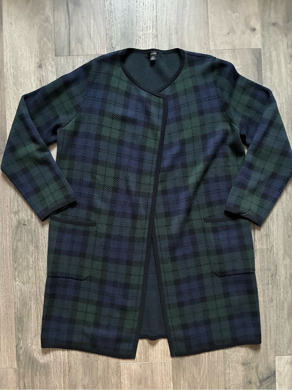 J.Crew Vintage Wool Open-front Woven Tartan Coat-Cardigan